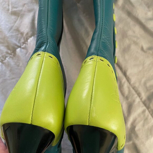 RARE Fluevog Babycakes Boots Turquoise Teal Green 7.5 Victorian Festival Retro - Picture 13 of 15